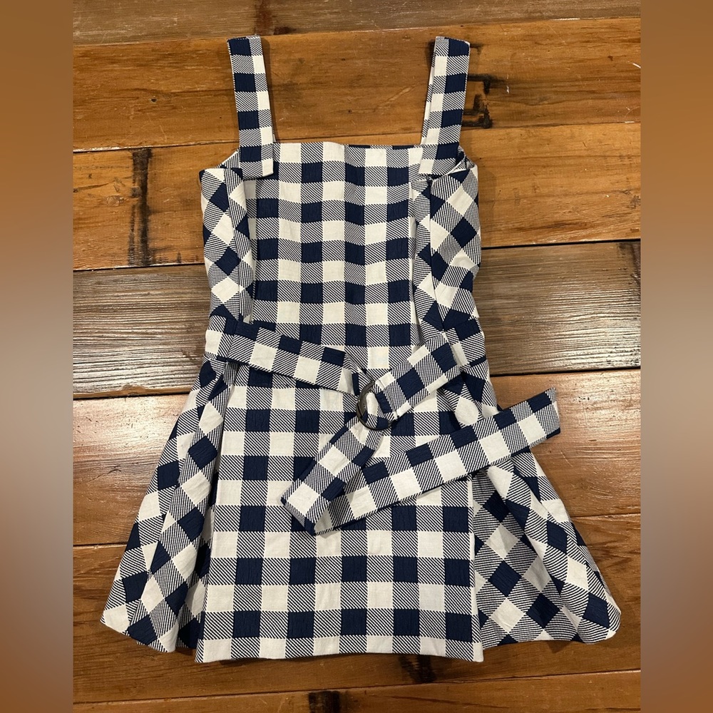 Whistles Navy and White Checkered Top